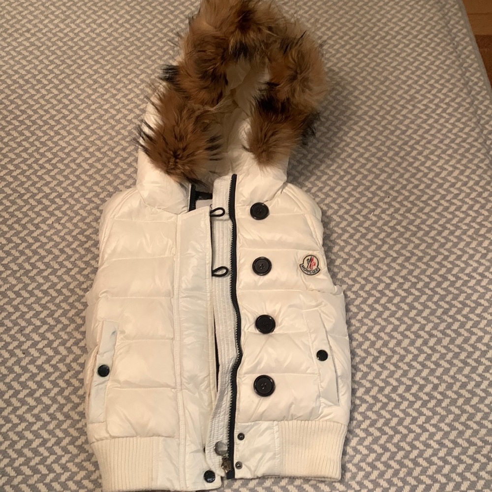 Moncler- Kids vest with fur hood